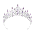 Close-up of silver crown with purple and clear rhinestones on white background - Silver with Purple Stones