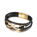 Bracciale multistrato in pelle intrecciata con segno infinito e chiusura magnetica oro - Oro (KB134675-KFC)