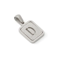 Frosted silver stainless steel pendant featuring a hollow letter D design in rectangular shape - Letter D Style / Steel