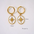 Detailed view of white shell pendant earrings with 18mm size and 7g weight specs - Oval Starburst Relief Style (XB2402007-2)
