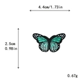 Cyan and black gradient butterfly embroidery patch with size details for DIY sewing - Small / With Adhesive / Blue