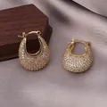 U-shaped gold plated earrings with sparkling zircon inlay for a luxury look - Pave Rhinestone U-Shape Style (E-005) / Gold