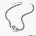Silver mesh chain necklace featuring a smooth spherical pendant and adjustable clasp - Round Ball (D1088) / Silver