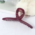 Elegant wine red matte shark hair claw clip with twisted cross design for high ponytail - Glossy Finish / Burgundy