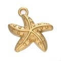 Gold-plated stainless steel starfish pendant charm with textured surface for DIY jewelry - 526# Pentagonal Starfish Pendant Only / 16.5*19mm (2 Pieces/Pack) / Gold