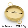 Golden stainless steel 12mm round bezel setting with double loops for DIY jewelry - 14mm / Gold