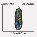Detail view of oval abalone shell pendant with 3.7cm height and 1.3cm width measurements - Oval / Steel