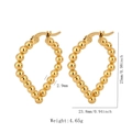 Golden beaded heart huggie hoop earrings made of titanium steel with dimension labels - JZ005-Gold Heart-Shaped Beaded Hoop Earrings