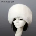 Plush white faux fur Russian style winter hat with thick super soft thermal insulation - Natural White Ultra Soft