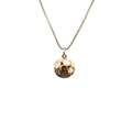 Golden necklace with smiling face pendant and white enamel details in variant style - White Smiley Face
