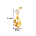 Gold vintage flower cartilage stud earring with zircon pendant in teardrop shape - Hollow Drop (0181-5#) / Gold