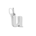 Small silver polished stainless steel letter u pendant charm for necklace - Lowercase u - Steel Color