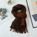 Caramel and dark brown reversible cashmere feel scarf with tassels in a cozy setup - 200*68CM / Caramel