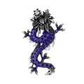 Vintage silver dragon brooch with vibrant blue rhinestones and pearl detail - Silver/Blue Rhinestone