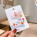 Cute acrylic hair clips set featuring pink bunny and floral patterns on card - Pink Lucky Rabbit & Colored Floral