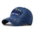 Cappellino da baseball in denim navy con ricamo Resort e motivi a stelle - Regolabile / Denim Con Testo Blu Navy