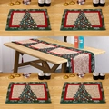 Christmas table runner and placemats set featuring festive green tree and red borders - Type B Christmas Tree