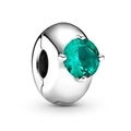 Zilveren bedel met ronde groene edelsteen voor armbanden en kettingen - 018-Stopper (Zilver Groene Steen)