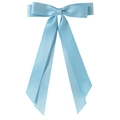 Sweet light blue satin bow hair clip with long ribbons and elegant silky finish - 2.5cm Duckbill Clip-Z244 / Blue