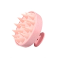 Pink silicone scalp massager shampoo brush with ergonomic grip handle and soft bristles - Matte Wheat Straw Pink