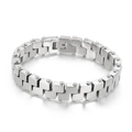 Herren Armband aus gebürstetem silbernem Edelstahl mit modernen geometrischen Gliedern - Stahlfarbe