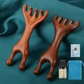 Sandelhout hoofdmassage kam set met vijf-tands houten massageapparaat en etherische olie - 2 stuks Kikker Massager + Etherische Olie + Tas + Kaart