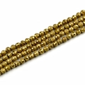 Close-up of faceted 10mm golden pyrite round beads showing shiny metallic texture - 10mm / Electroplated Gold