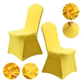 Stretch polyester chair cover in bright yellow color for hotel wedding banquet seating - M / Standard Type / Lemon Yellow