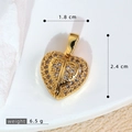 Gold heart locket pendant with micro-paved zircons measuring 1.8cm by 2.4cm - SMP54271-Gold Fully Paved Locket Pendant
