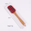 Christmas silicone spatula with red buffalo plaid head and wooden handle, 25cm length - Red & Black Plaid Style