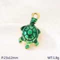 Colgante de tortuga de esmalte verde y acero inoxidable dorado, 23x12mm para collares - Tortuga Verde (KLJ10769-ZLA)