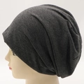 Dark grey slouchy knit beanie hat for men and women on a clean white background - Adjustable / Dark Gray