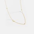 Detailed shot of S925 silver golden letter C necklace with three sparkling zircons - Letter C / 925 Sterling Silver Plated With 18k Gold