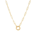 Gold plated paperclip link necklace featuring a round spring clasp pendant in minimalist style - Style 4-Round Clasp Pendant Necklace