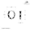Detailed size specifications for 925 sterling silver bamboo hoop earrings with black enamel - 925 Silver / Black