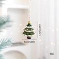 Miniature resin Christmas tree ornament with snow details and twine, 5.7cm height - Green Christmas Tree