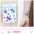 Glitter butterfly tattoo sticker with pink blue gradient for arms, model FG-093 - FG-093 (Dreamy Butterfly Star)
