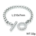 Bracciale da uomo a catena box in acciaio inossidabile con chiusura OT e lungo 210mm - Stile Chiusura Toggle Retro Catena Box Argento (KB143965-Z)