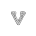 Silver 18k brass pendant with pave zircons featuring the letter V shape accessory - Silver V