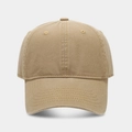 Detalle de la gorra de béisbol de sarga de algodón caqui con corona de seis paneles - Ajustable / Caqui oscuro