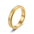 Golden titanium steel 6mm spinner ring with sandblasted matte finish and polished interior - 4mm Gold Frosted Spinner Ring