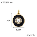 Golden stainless steel evil eye pendant with crystals measuring 1.4cm by 1.2cm - YP33595D1K0-Gold Rhinestone Round Pendant