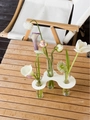 Macro shot of white acrylic curved test tube vase with three flowers on wooden table - 3 Tubes (No Flowers Included)