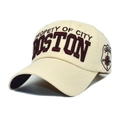 Close-up of Boston 3D embroidery and compass patch on a cream cotton baseball cap - M(56-58cm) / Beige