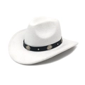 Detail of silver floral conchos and black leather belt on white western cowboy hat - M(56-58cm) / White