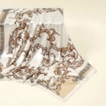 Elegant silk scarf featuring vintage baroque patterns with gold and ivory floral prints - FJ462-01-Baroque Cream