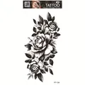 Waterproof temporary tattoo featuring detailed black rose sketches design, style FF-136 - Realistic Rose Bouquet (FF-136)
