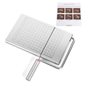 Stainless steel cheese slicer with measurement grid and handle on white background - Square Cheese Slicer (Light Blue)