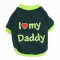 Green fleece dog vest with I Love My Daddy print and neon green ribbed trim details - Dark Green I Love Daddy