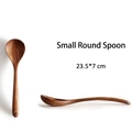 Handcrafted acacia wood small round spoon with long handle for non-stick cookware - Thickened Small Round Spoon